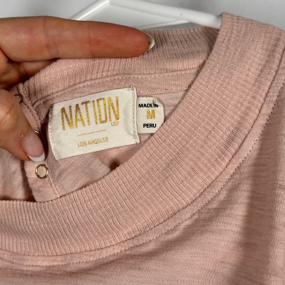 Nation LTD elevated basics pima cotton puff sleeve top M blush - Picture 4 of 11